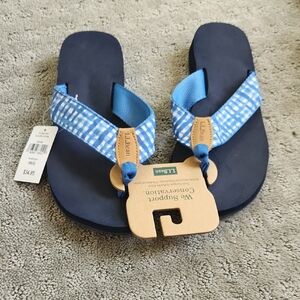 L.L. Bean Blue and White Checkered Sandals